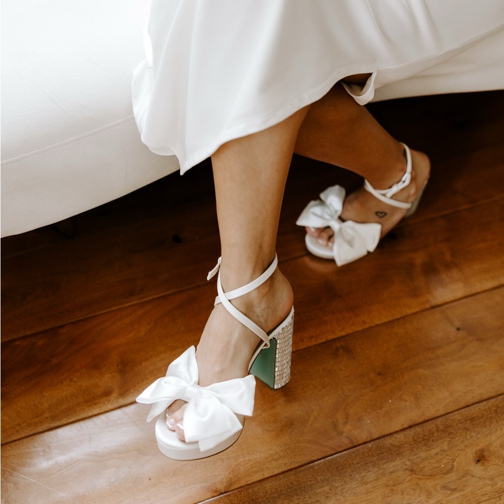 Betsey Johnson White Satin Bridal Heels